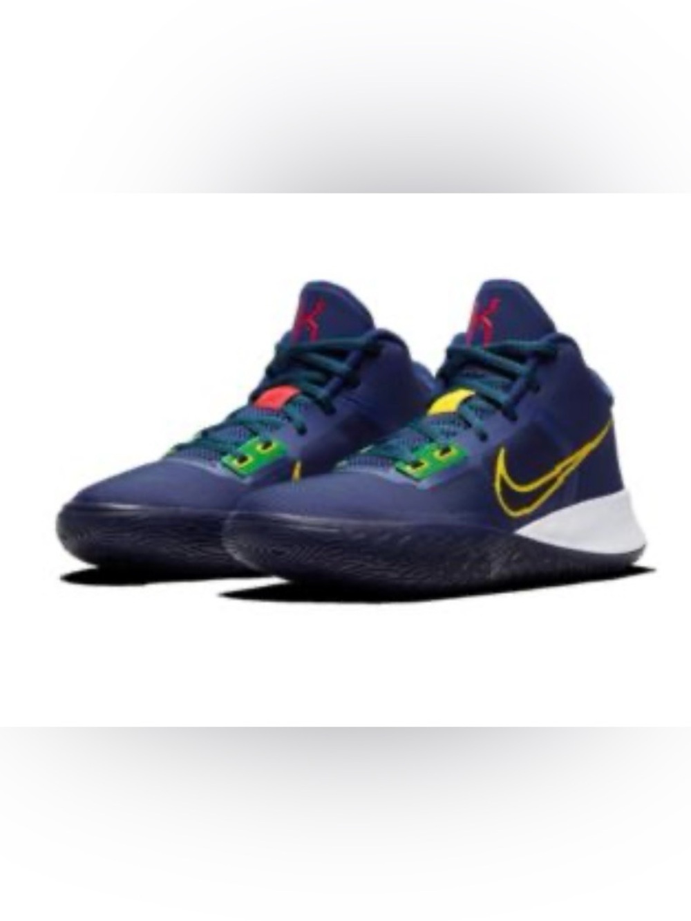 Nike Kids Blue Basketball Sneakers with Yellow Swoosh and Teal Accents